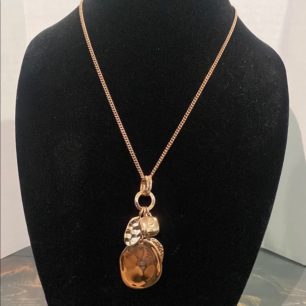 Premier Designs Rose Gold Multi Coin Pendant Two-Strand Necklace 17”